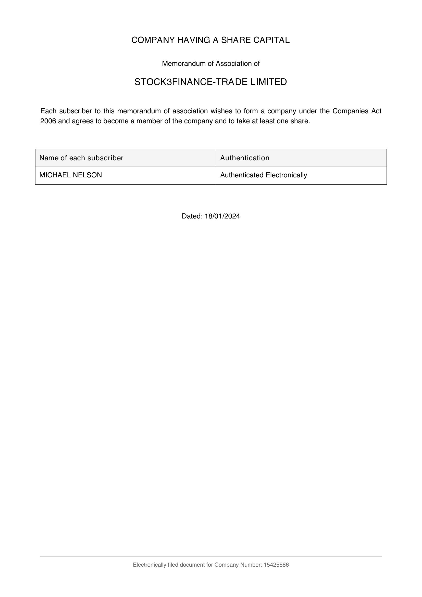Stock3 Finance Trade Certificate of Incorporation - page 11